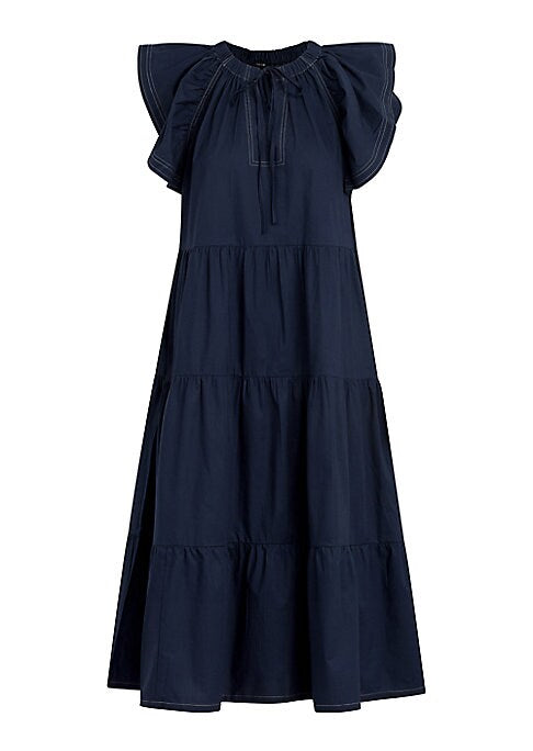 Flutter Sleeve Tiered Dress