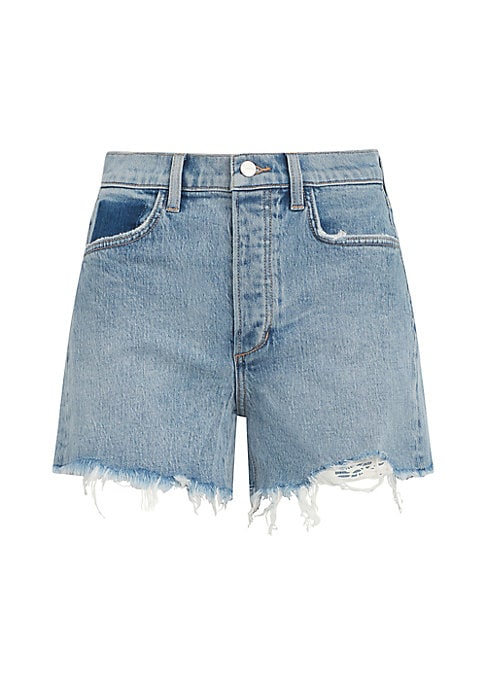 Fringe High-Rise Denim Shorts