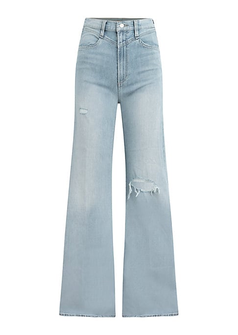 Vivid Distressed Wide-Leg Jeans