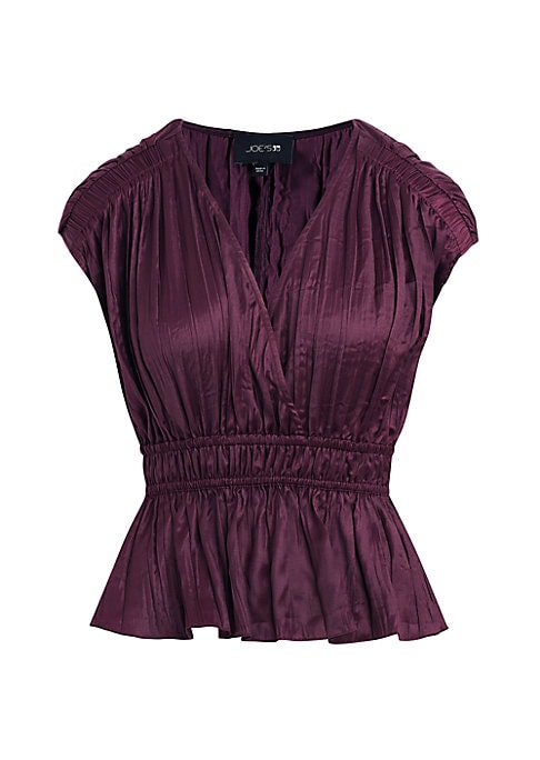 Satin Surplice Peplum Blouse