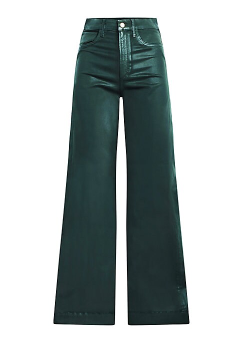 Sleek Coated Wide-Leg Denim