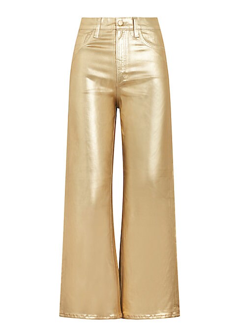 Metallic Wide-Leg Ankle Jeans