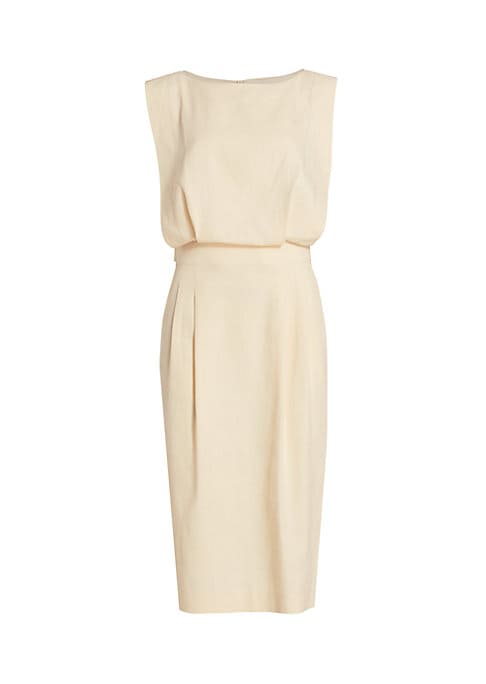 Pleated Abaca Blouson Dress