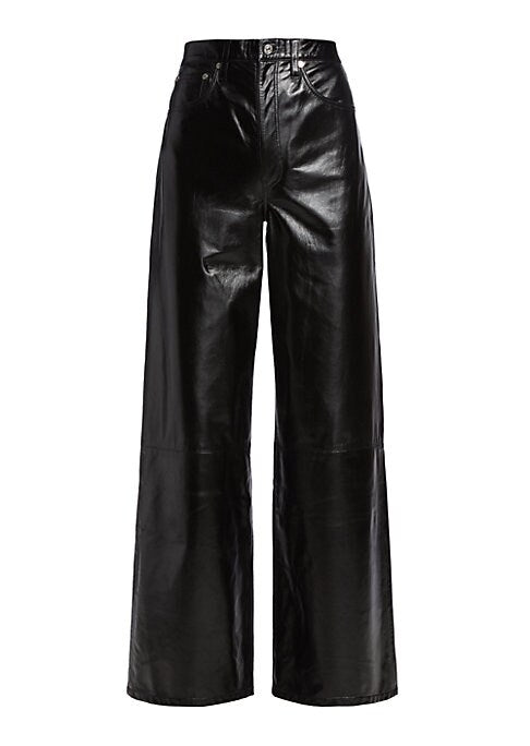 Shiny Wide-Leg Leather Pants