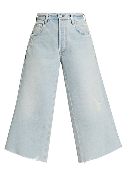 Chic Distressed Culotte Jeans