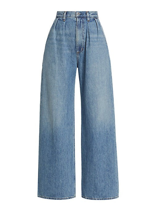 Pleated Denim Relaxed Trousers