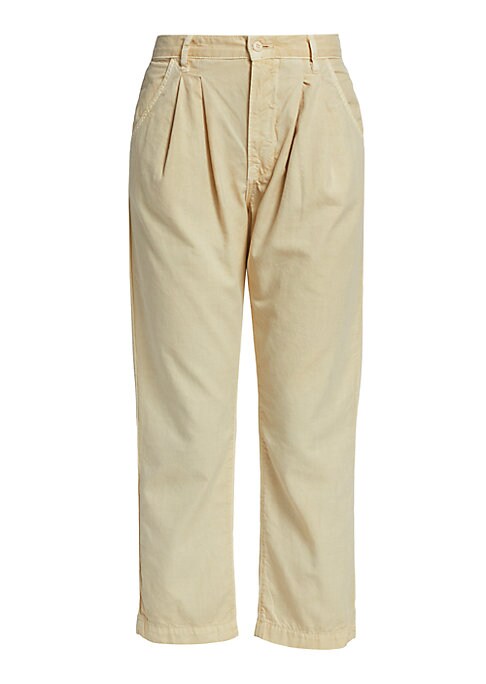 Cropped Pleat Cotton Trousers