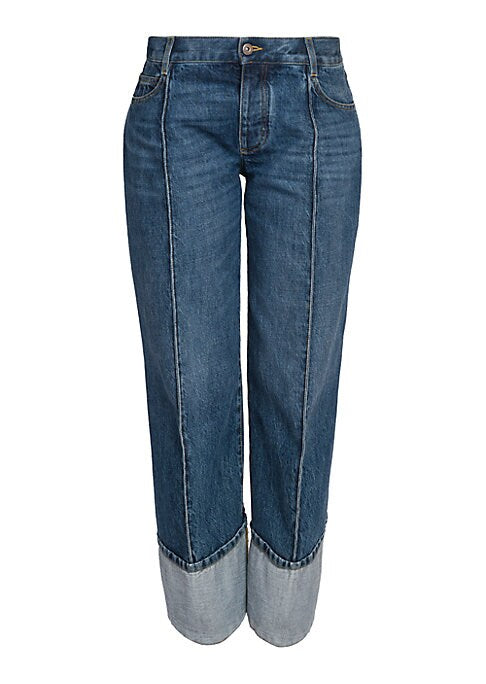 Pleat-Cuff Ankle Jeans