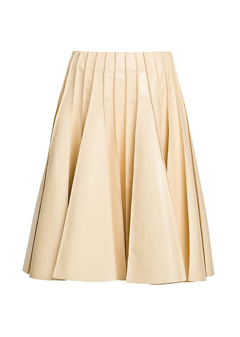Flared Leather Midi Skirt