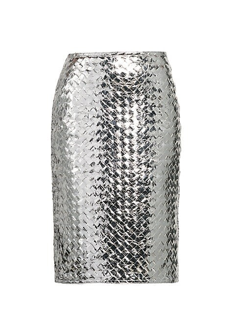 Metallic Quilted Midi Skirt