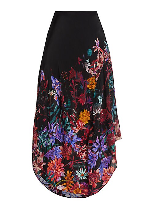 Floral Satin A-Line Skirt