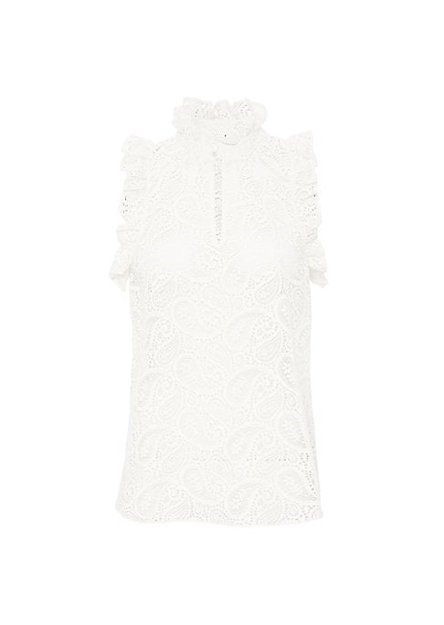 Ruffled Lace Sleeveless Blouse