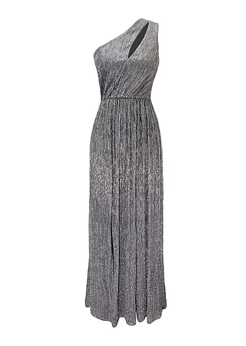 Metallic Cutout Slit Gown