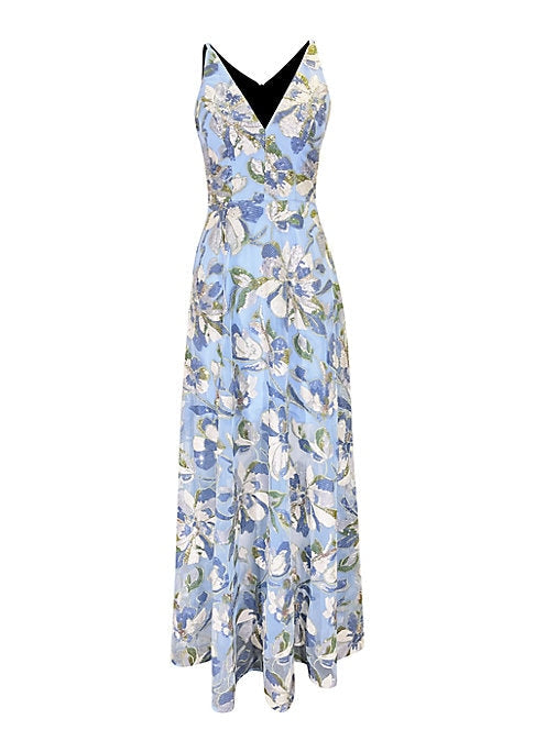 Sparkling Floral Flare Gown