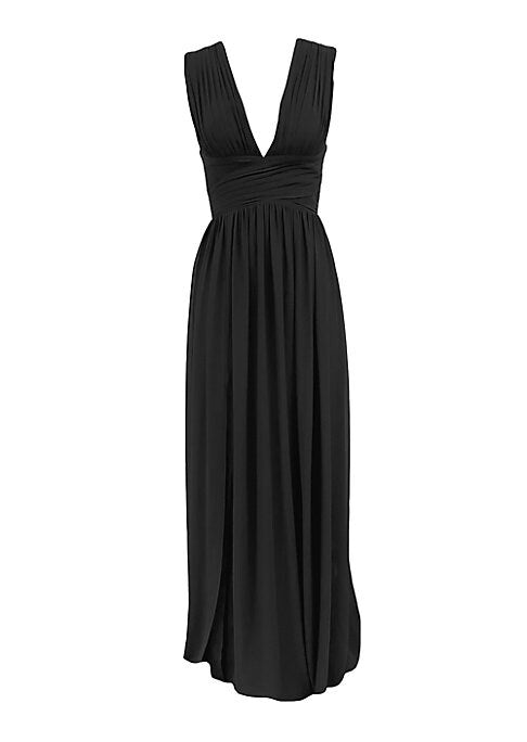 V-Slit Pleated Evening Gown