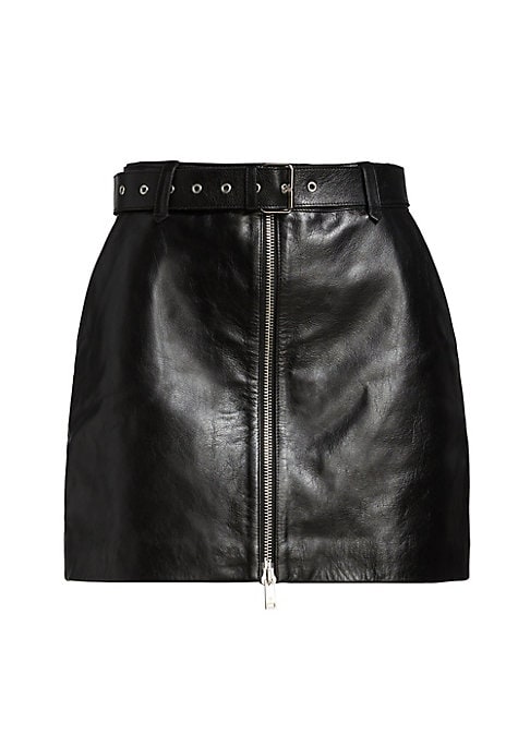 Belted Leather Mini Skirt