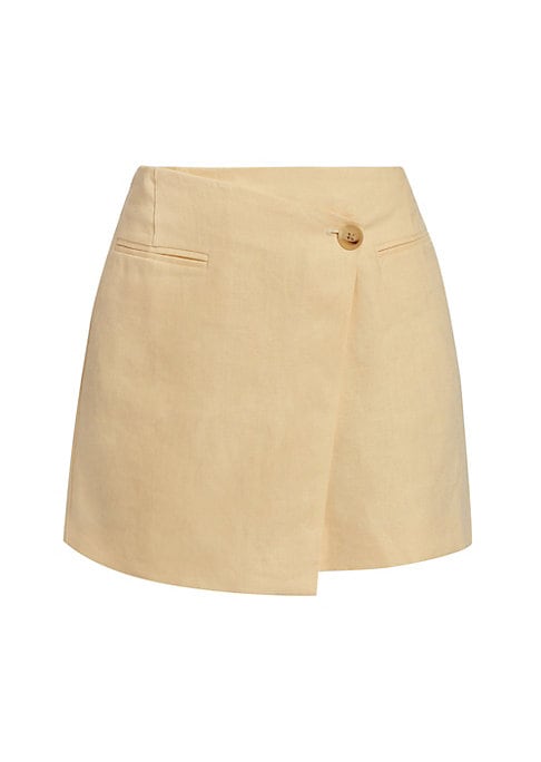 Asymmetric Linen Wrap Skirt