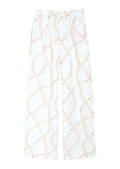 Link Print Wide-Leg Trousers