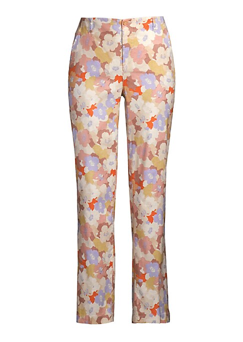 Floral Linen Blend Trousers