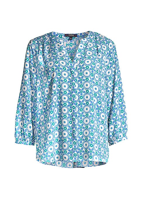 Geometric Split Neck Blouse