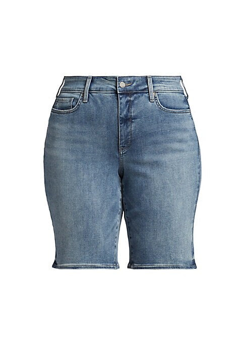 Knee-Length Stretch Denim Shorts