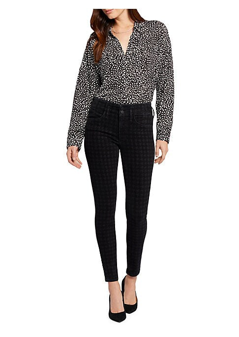 Houndstooth High-Waisted Jeans