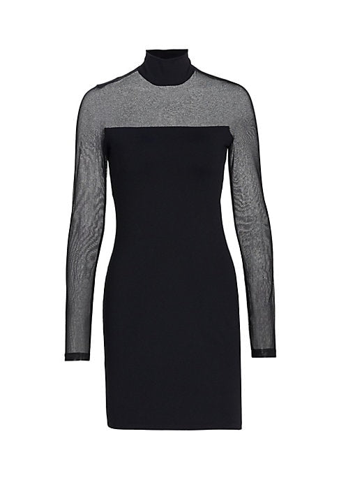 Sheer Turtleneck Bodycon Dress