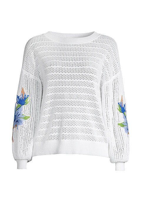 Embroidered Balloon Sleeve Knit