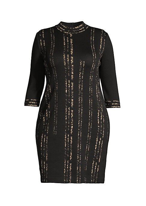 Metallic Turtleneck Bodycon Dress