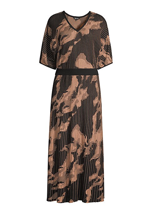 Abstract Pleated Maxi Dress