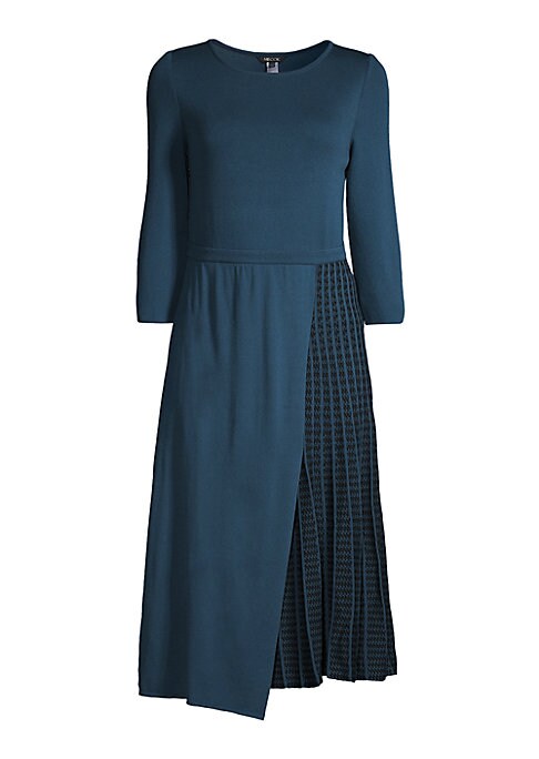 Pleated Knit Midi Dress