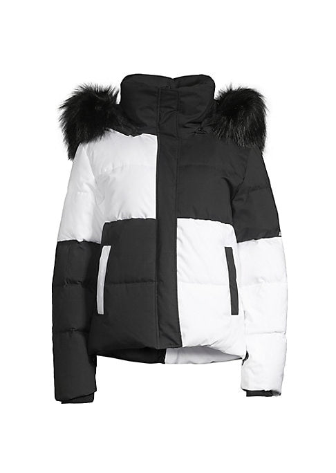 Faux Fur Colorblock Puffer