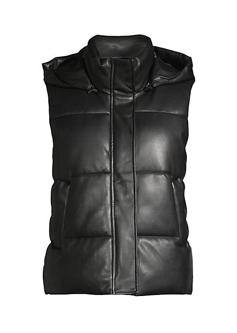 Quilted Hooded Leather Vest
