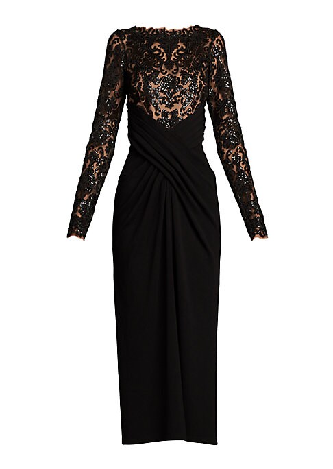 Lace-Embellished Midi Dress