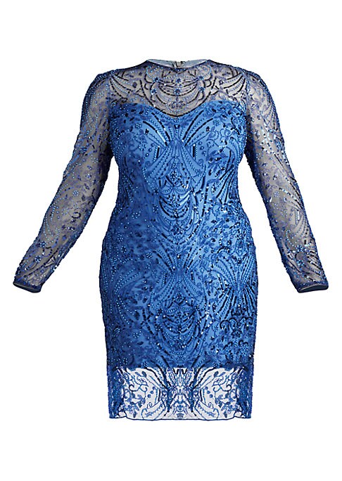 Beaded Illusion Sheath Dress