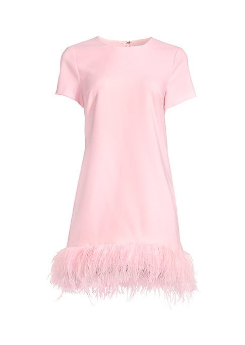 Feathered Flair Shift Dress