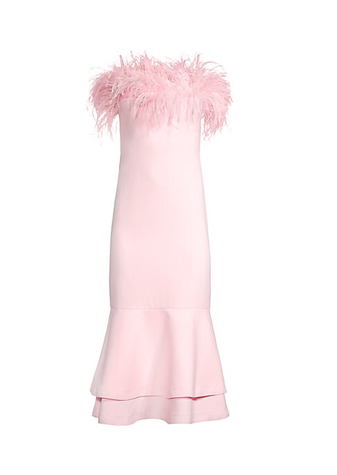Feather Accent Midi Dress