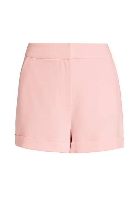 Textured Cuffed Crepe Shorts