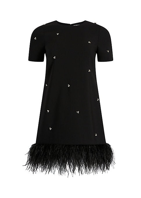 Feathered Crystal Mini Dress