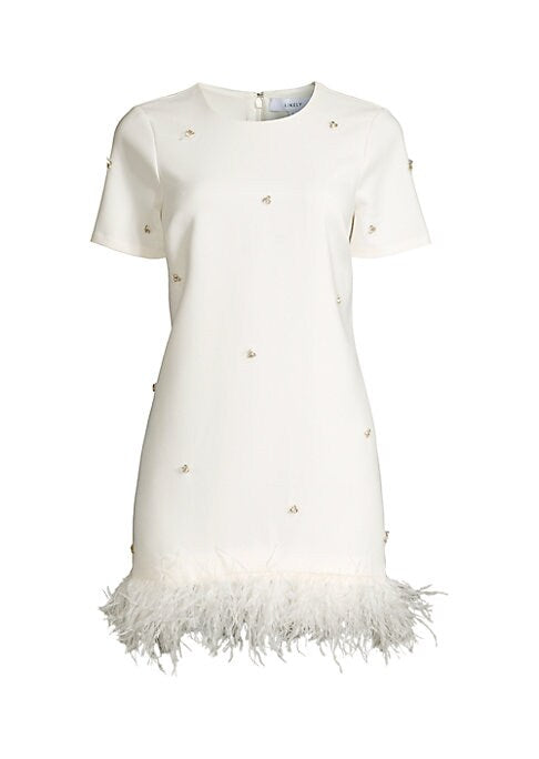 Feathered Crystal Mini Dress