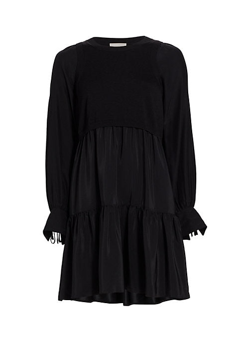 Silk Tiered Blouson Dress