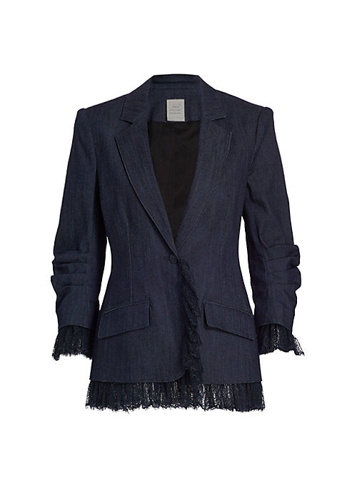 Lace-Cuffed Denim Blazer