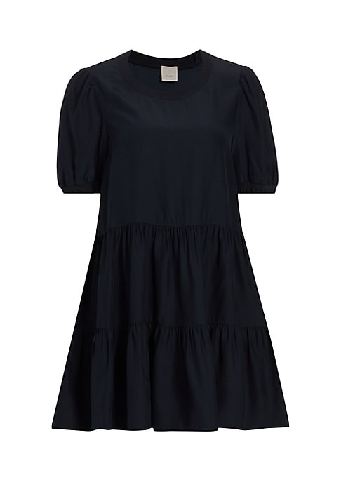 Silk Puff Sleeve Dress