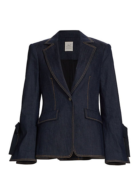 Denim Bow Cuff Blazer