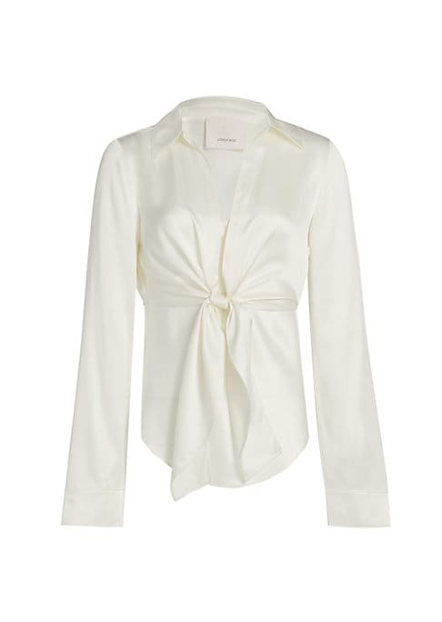 Lustrous Tie-Front Top