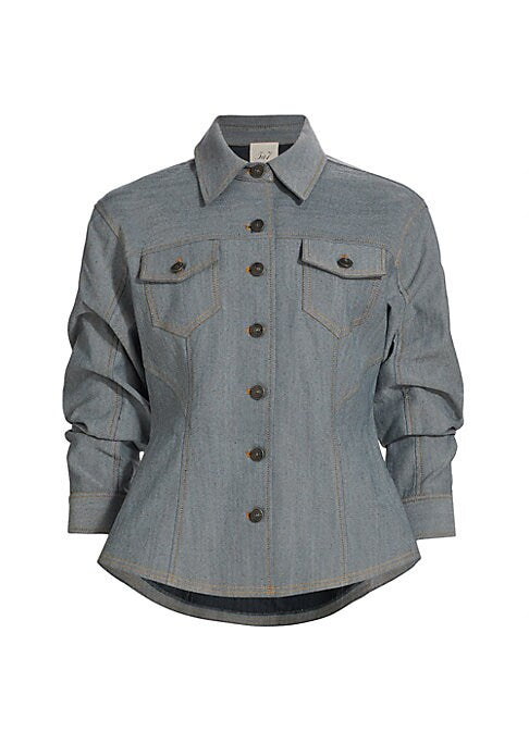 Scrunched Sleeve Denim Jacket