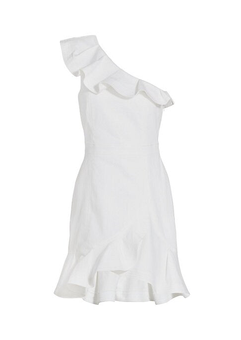Ruffled Asymmetric Mini Dress