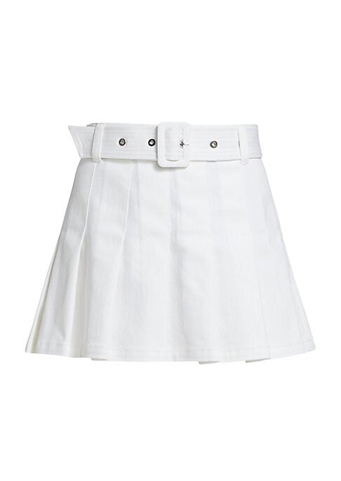 Belted Pleat Mini Skirt