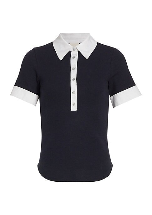 Chic Trimmed Polo Top