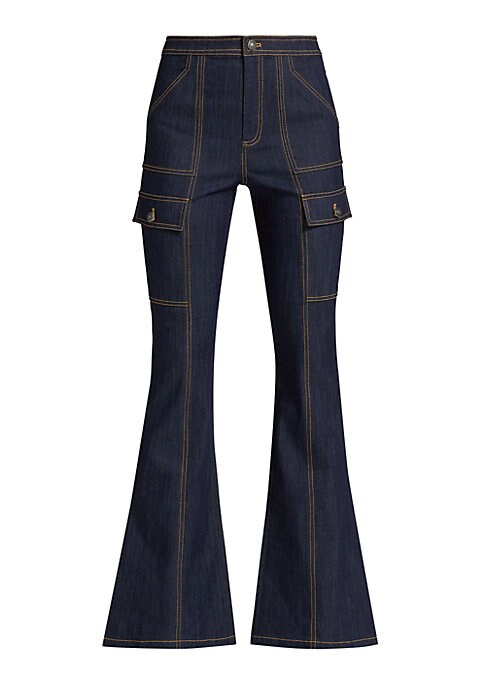 Flared Cargo Stretch Jeans